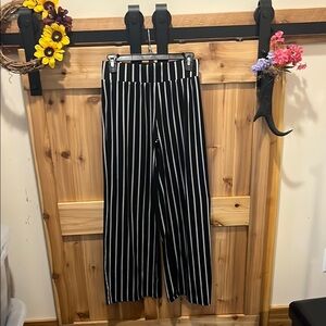 Joe B Black and White Striped Wide Leg Pants